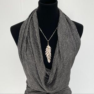 Statement Rhinestone Leaf Pendant